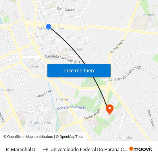 R. Marechal Deodoro, 2152 to Universidade Federal Do Paraná Campus Centro Politécnico map