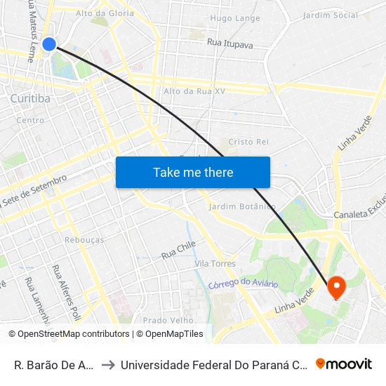 R. Barão De Antonina, 528 to Universidade Federal Do Paraná Campus Centro Politécnico map