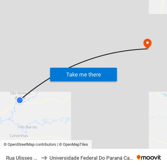 Rua Ulisses Faria, 735d to Universidade Federal Do Paraná Campus Centro Politécnico map
