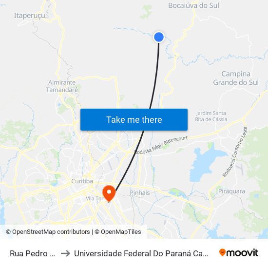 Rua Pedro Poly, 350 to Universidade Federal Do Paraná Campus Centro Politécnico map