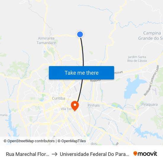 Rua Marechal Floriano Peixoto, 8392 to Universidade Federal Do Paraná Campus Centro Politécnico map