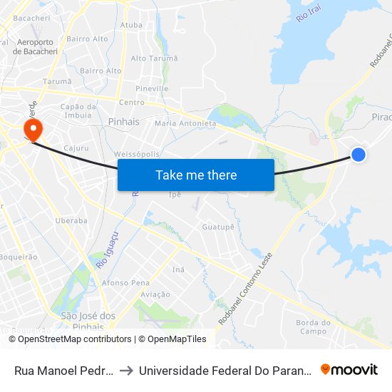 Rua Manoel Pedro Dos Santos, 22 to Universidade Federal Do Paraná Campus Centro Politécnico map