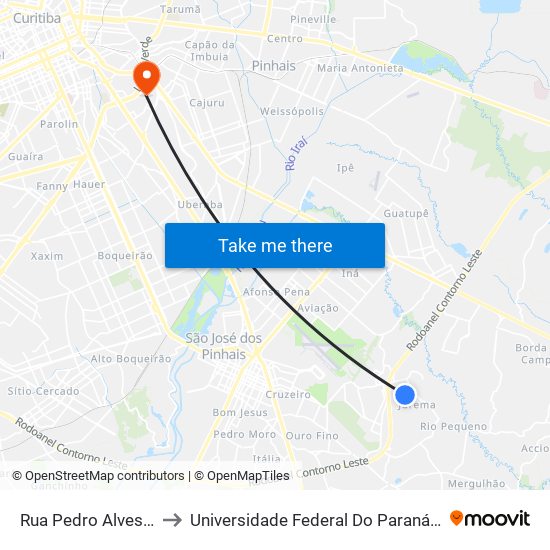 Rua Pedro Alves De Bastos, 851 to Universidade Federal Do Paraná Campus Centro Politécnico map