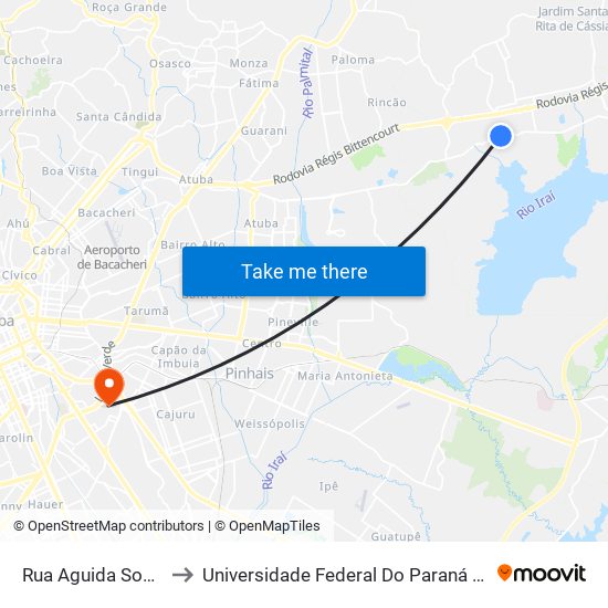 Rua Aguida Soares De Lima, 3 to Universidade Federal Do Paraná Campus Centro Politécnico map