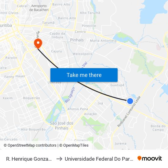 R. Henrique Gonzaga De Souza Neto, 150 to Universidade Federal Do Paraná Campus Centro Politécnico map
