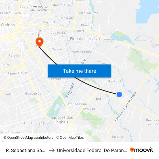 R. Sebastiana Santana Fraga, 1011 to Universidade Federal Do Paraná Campus Centro Politécnico map