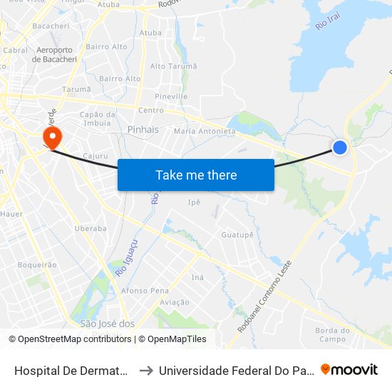 Hospital De Dermatologia Sanitária Do Paraná to Universidade Federal Do Paraná Campus Centro Politécnico map