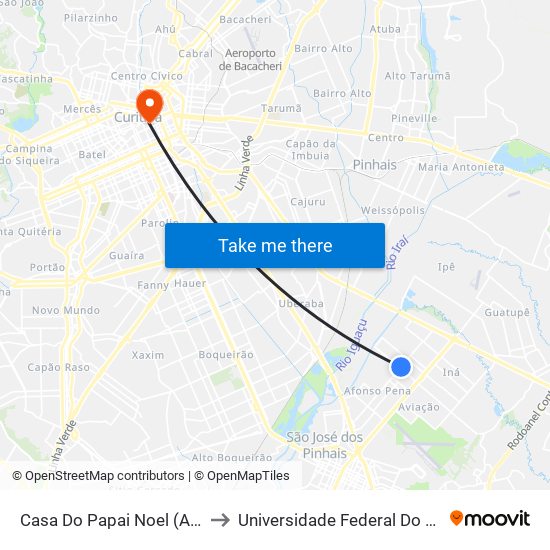 Casa Do Papai Noel (Almirante Alexandrino) to Universidade Federal Do Paraná Prédio Histórico map