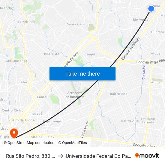 Rua São Pedro, 880 - Upa Maracanã to Universidade Federal Do Paraná Prédio Histórico map