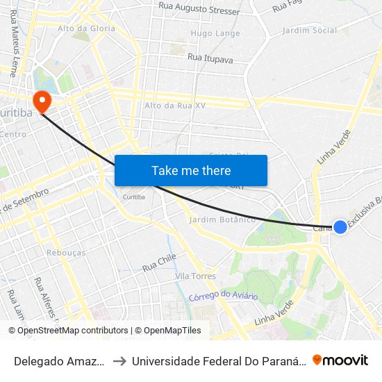 Delegado Amazor Prestes to Universidade Federal Do Paraná Prédio Histórico map