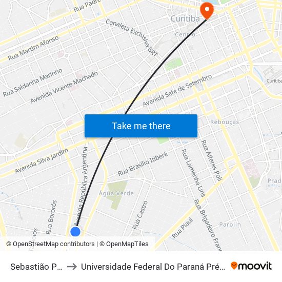 Sebastião Paraná to Universidade Federal Do Paraná Prédio Histórico map