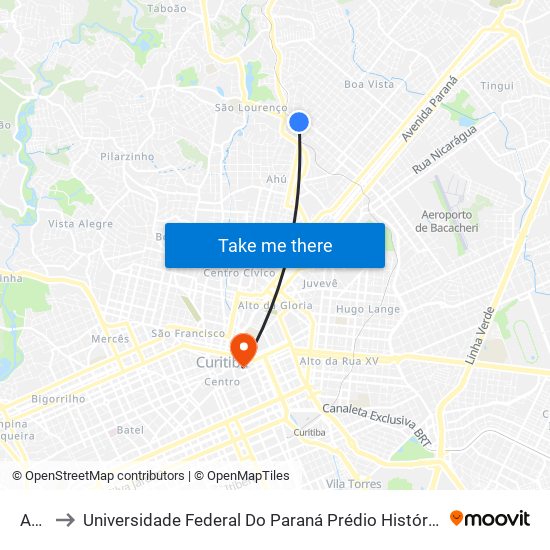 Ahú to Universidade Federal Do Paraná Prédio Histórico map