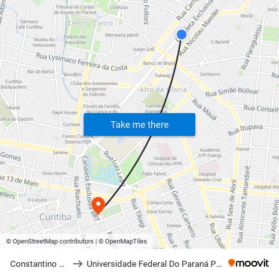 Constantino Marochi to Universidade Federal Do Paraná Prédio Histórico map