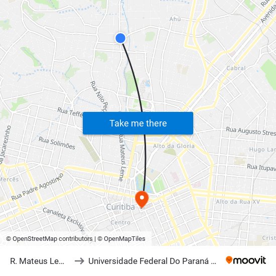 R. Mateus Leme, 2800 to Universidade Federal Do Paraná Prédio Histórico map