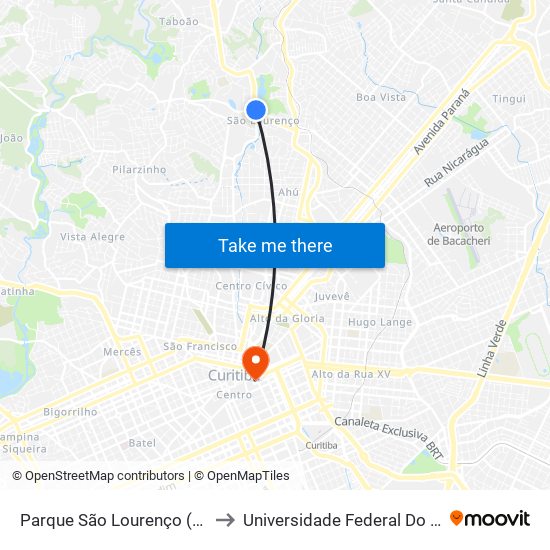 Parque São Lourenço (R. Mateus Leme, 4745) to Universidade Federal Do Paraná Prédio Histórico map