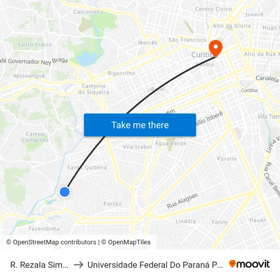 R. Rezala Simão, 996 to Universidade Federal Do Paraná Prédio Histórico map