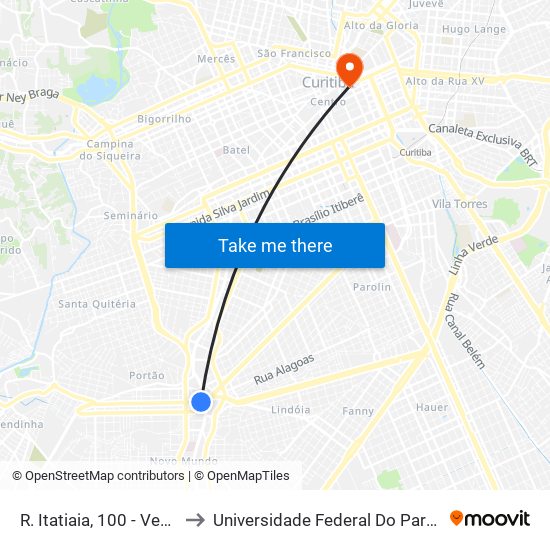 R. Itatiaia, 100 - Ventura Shopping to Universidade Federal Do Paraná Prédio Histórico map