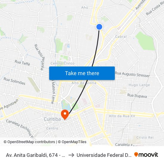 Av. Anita Garibaldi, 674 - Centro Judiciário De Curitiba to Universidade Federal Do Paraná Prédio Histórico map