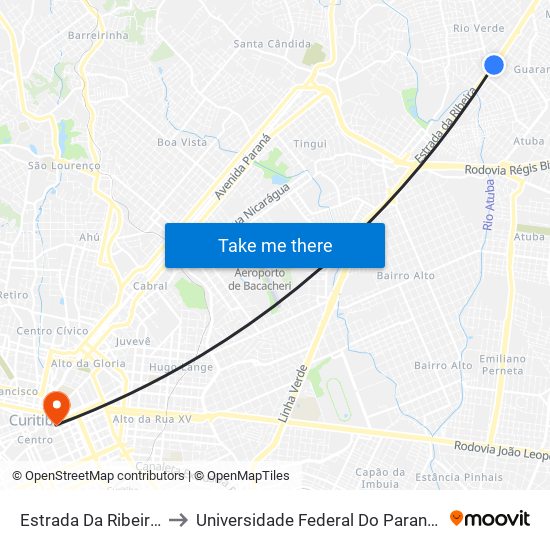 Estrada Da Ribeira (Soreluz) to Universidade Federal Do Paraná Prédio Histórico map