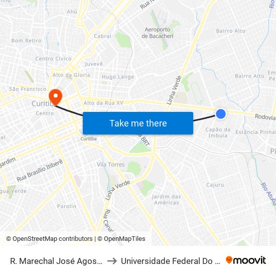 R. Marechal José Agostinho Dos Santos, 260 to Universidade Federal Do Paraná Prédio Histórico map