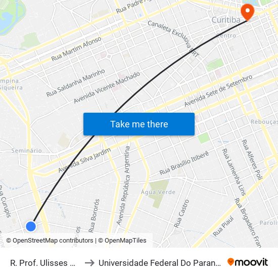 R. Prof. Ulisses Vieira, 1445 to Universidade Federal Do Paraná Prédio Histórico map