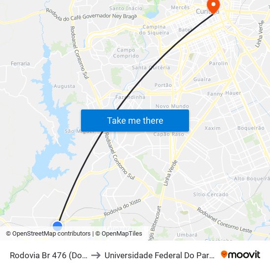 Rodovia Br 476 (Do Xisto), 11995 to Universidade Federal Do Paraná Prédio Histórico map