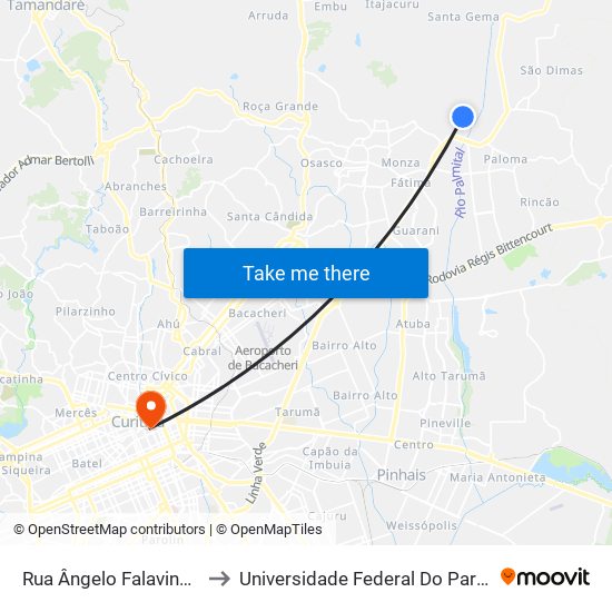 Rua Ângelo Falavinha Dalprá, 706b to Universidade Federal Do Paraná Prédio Histórico map