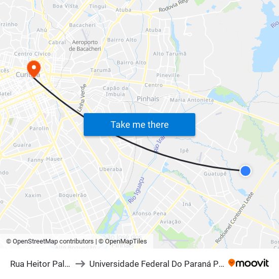 Rua Heitor Pallú, 1500 to Universidade Federal Do Paraná Prédio Histórico map