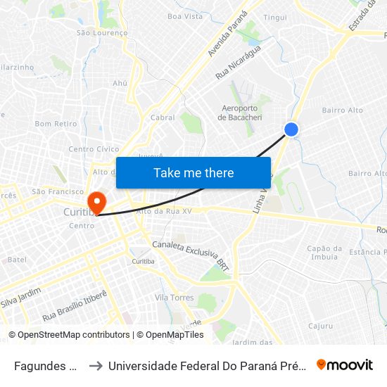 Fagundes Varela to Universidade Federal Do Paraná Prédio Histórico map