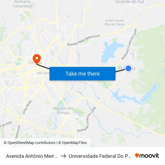 Avenida Antônio Meireles Sobrinho, 342 to Universidade Federal Do Paraná Prédio Histórico map