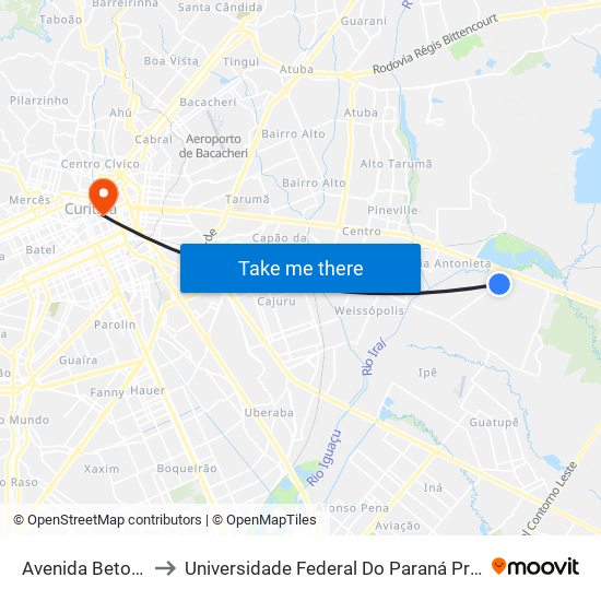 Avenida Betonex, 49 to Universidade Federal Do Paraná Prédio Histórico map