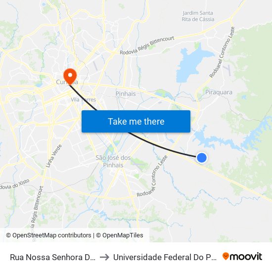 Rua Nossa Senhora Da Conceição, 1791 to Universidade Federal Do Paraná Prédio Histórico map