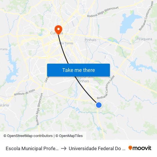 Escola Municipal Professora Júlia Wanderley to Universidade Federal Do Paraná Prédio Histórico map