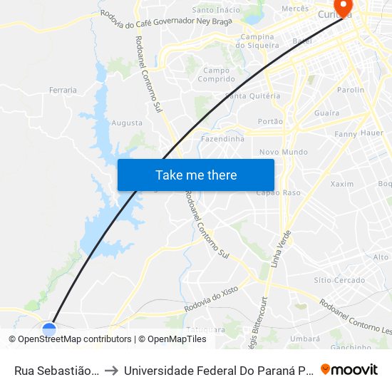 Rua Sebastião Lemos to Universidade Federal Do Paraná Prédio Histórico map