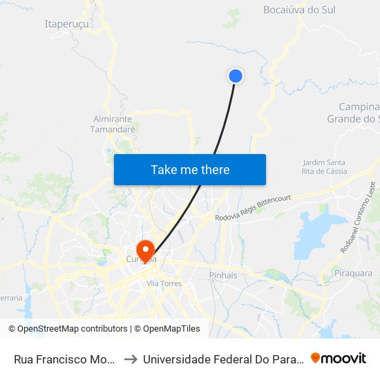 Rua Francisco Motim Neto, 234 to Universidade Federal Do Paraná Prédio Histórico map