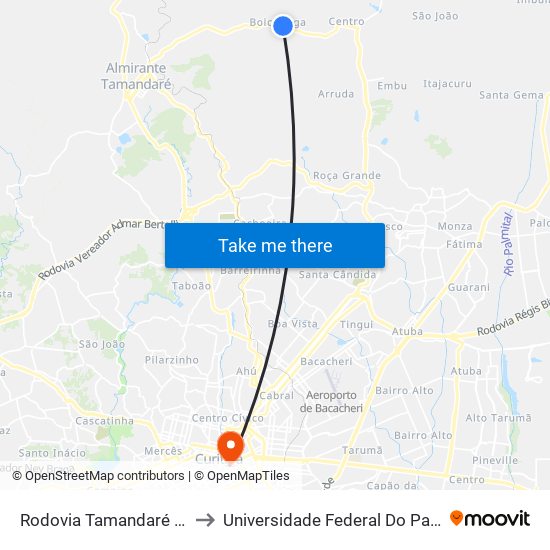 Rodovia Tamandaré / Colombo, 2195 to Universidade Federal Do Paraná Prédio Histórico map