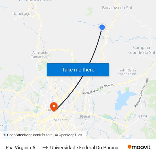 Rua Virgínio Arcie, 580 to Universidade Federal Do Paraná Prédio Histórico map