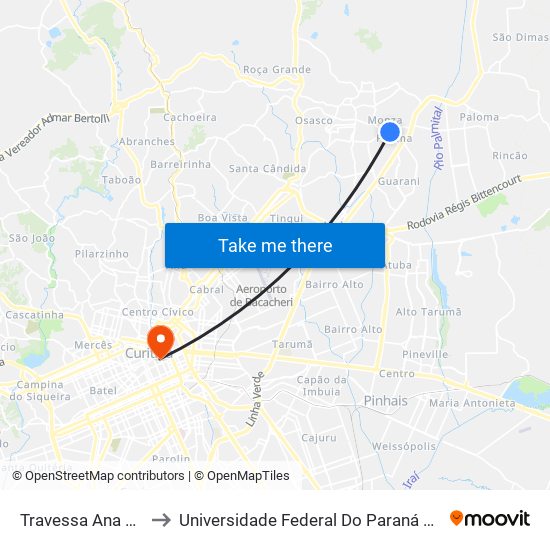 Travessa Ana Neri, 161 to Universidade Federal Do Paraná Prédio Histórico map