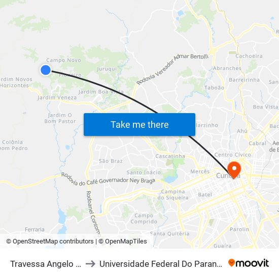 Travessa Angelo Benato, 62 to Universidade Federal Do Paraná Prédio Histórico map