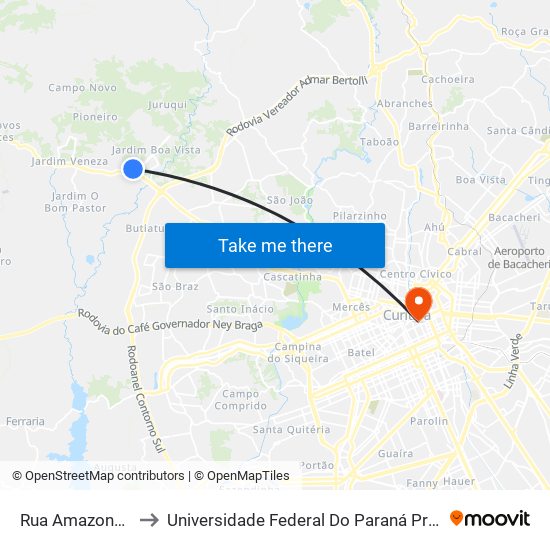 Rua Amazonas, 108 to Universidade Federal Do Paraná Prédio Histórico map