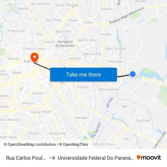 Rua Carlos Poulhman, 620 to Universidade Federal Do Paraná Prédio Histórico map