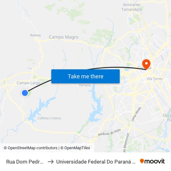 Rua Dom Pedro Ii, 3210 to Universidade Federal Do Paraná Prédio Histórico map