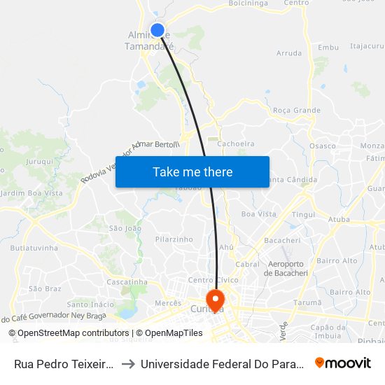 Rua Pedro Teixeira Alves, 222 to Universidade Federal Do Paraná Prédio Histórico map