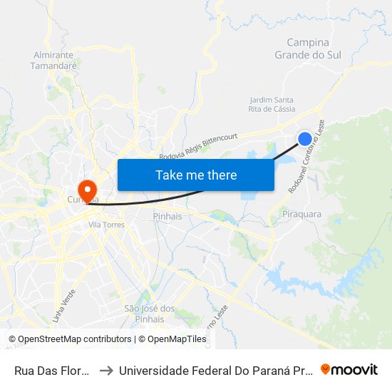 Rua Das Flores, 102 to Universidade Federal Do Paraná Prédio Histórico map