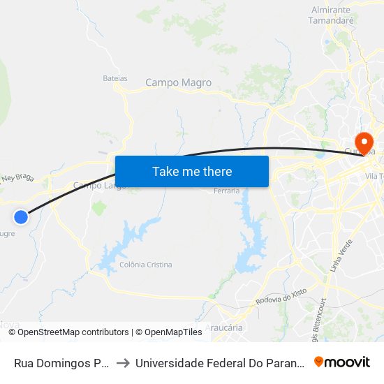Rua Domingos Poletto, 870 to Universidade Federal Do Paraná Prédio Histórico map