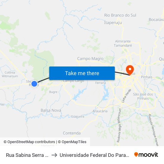 Rua Sabina Serra Receto, 724 to Universidade Federal Do Paraná Prédio Histórico map