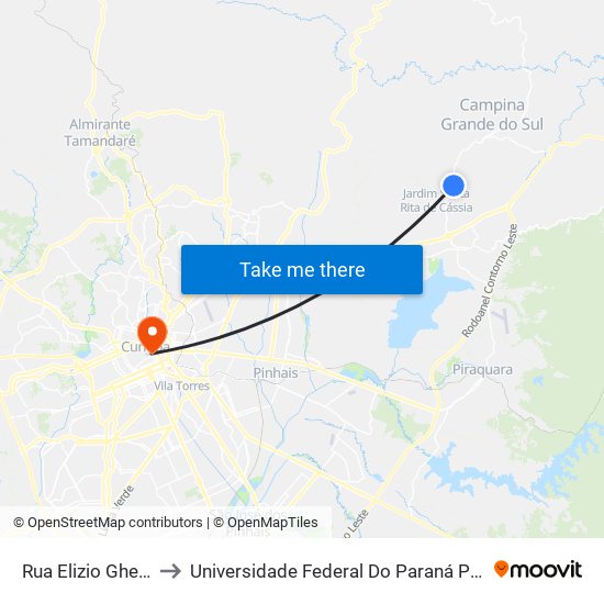 Rua Elizio Gheno, 120 to Universidade Federal Do Paraná Prédio Histórico map