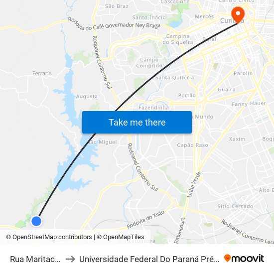 Rua Maritaca, 369 to Universidade Federal Do Paraná Prédio Histórico map