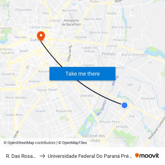 R. Das Rosas, 580 to Universidade Federal Do Paraná Prédio Histórico map