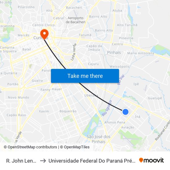 R. John Lenon, 76 to Universidade Federal Do Paraná Prédio Histórico map